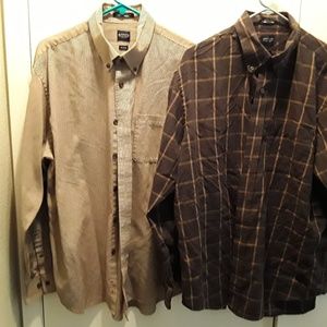 Arrow 2 Shirt Lot Brown Heritage Twill Button Down
